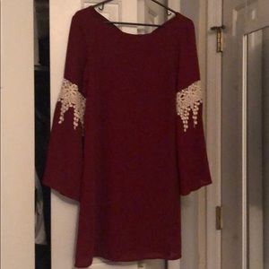 Red shift dress with bell sleeves- Altar’d state